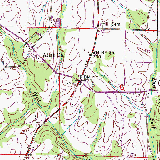Topographic Map of Parkertown, AL