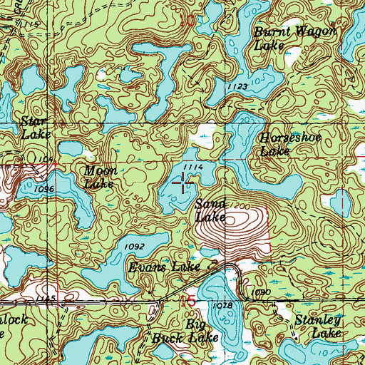 Topographic Map of Sand Lake, WI