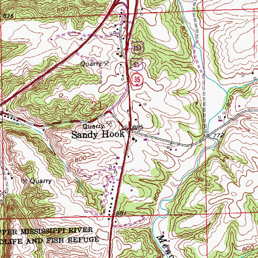 Topographic Map of Sandy Hook, WI