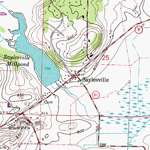 Topographic Map of Saylesville, WI