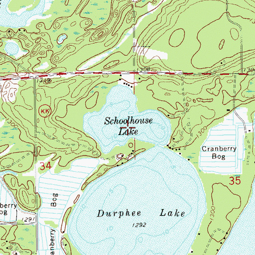 Topographic Map of Schoolhouse Lake, WI