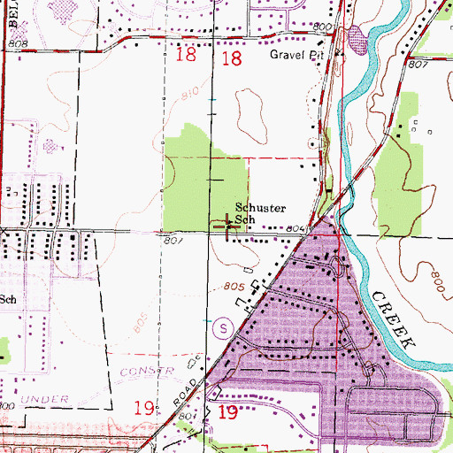 Topographic Map of Schuster School, WI
