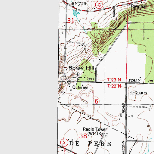 Topographic Map of Scray Hill, WI