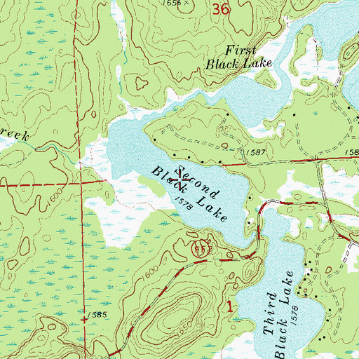 Topographic Map of Second Black Lake, WI
