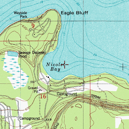 Topographic Map of Nicolet Bay, WI