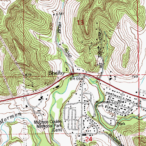 Topographic Map of Shelby, WI