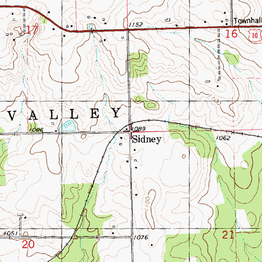 Topographic Map of Sidney, WI