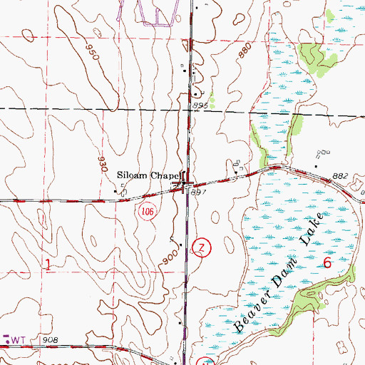 Topographic Map of Siloam Chapel, WI