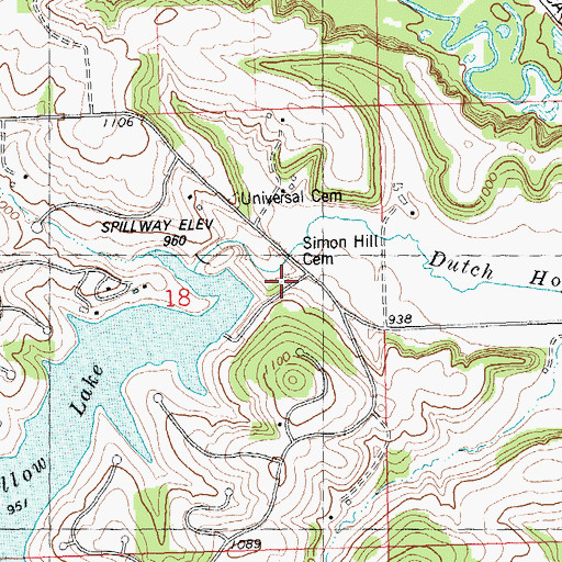 Topographic Map of Simon Hill Cemetery, WI
