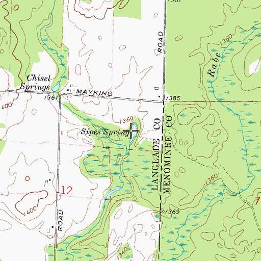 Topographic Map of Sipes Spring, WI