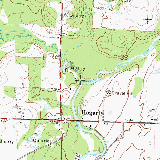 Topographic Map of Skulen Creek, WI