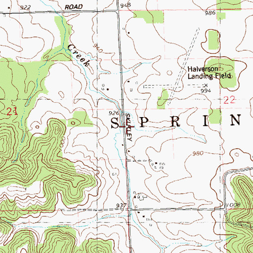 Topographic Map of Skutley Coulee, WI