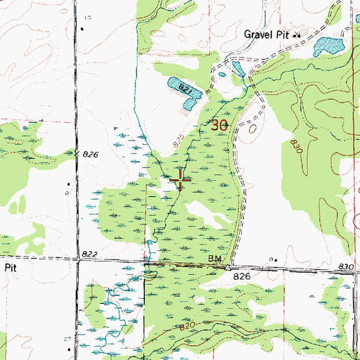 Topographic Map of Slab City Creek, WI