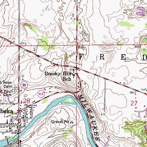Topographic Map of Smoky Hill School, WI