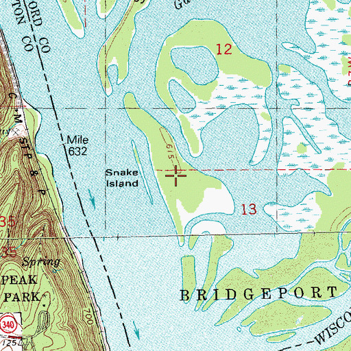 Topographic Map of Snake Island, WI