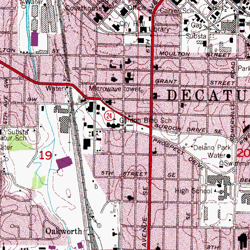 Topographic Map of Fort Decatur Recreation Center, AL