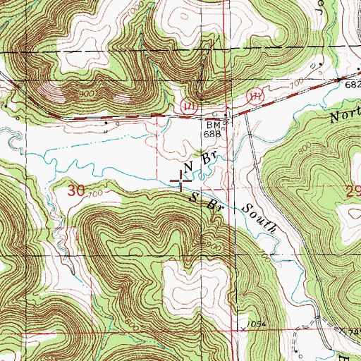 Topographic Map of South Branch Copper Creek, WI