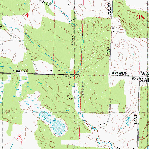 Topographic Map of South Branch Wedde Creek, WI