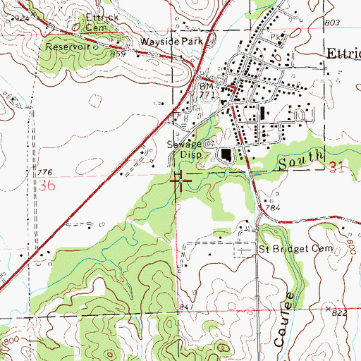 Topographic Map of South Fork Beaver Creek, WI