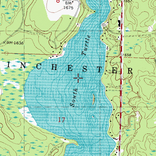 Topographic Map of South Turtle Lake, WI