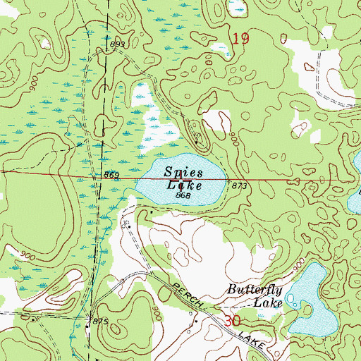 Topographic Map of Spies Lake, WI
