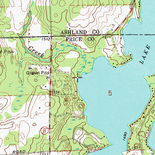 Topographic Map of Spiller Creek, WI