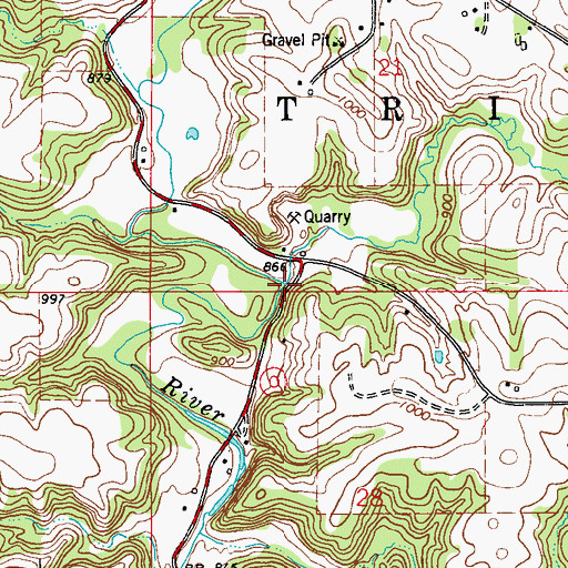 Topographic Map of Spring Creek, WI