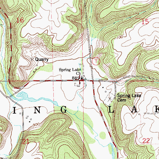 Topographic Map of Spring Lake Church, WI