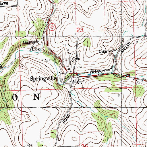 Topographic Map of Springville, WI