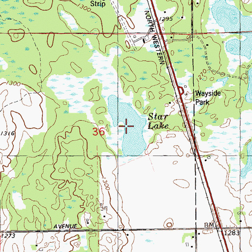 Topographic Map of Star Lake, WI