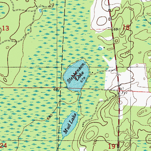 Topographic Map of Stephenson Lake, WI