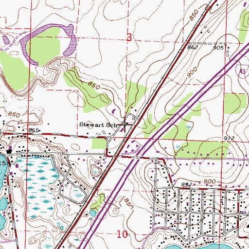 Topographic Map of Stewart School, WI