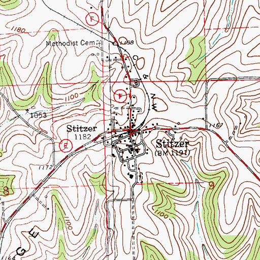 Topographic Map of Stitzer, WI