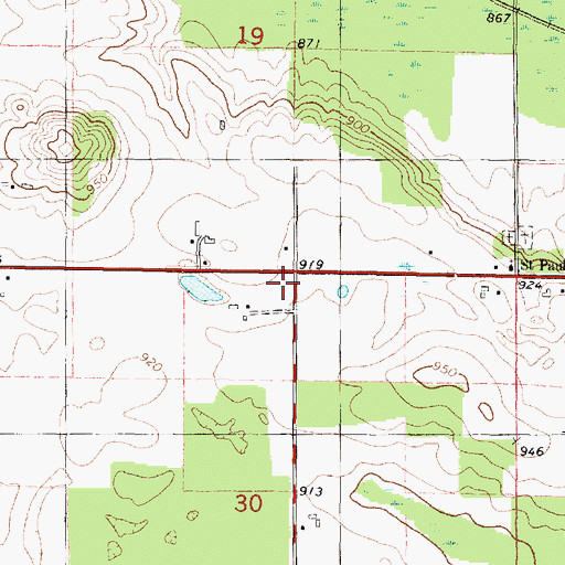 Topographic Map of Stony Hill School, WI
