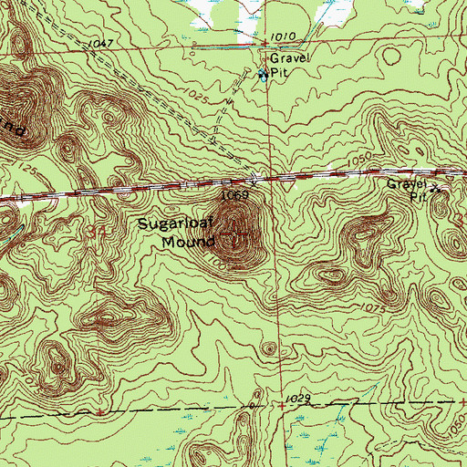 Topographic Map of Sugarloaf Mound, WI