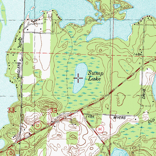 Topographic Map of Sump Lake, WI