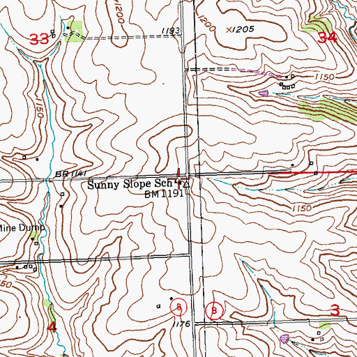 Topographic Map of Sunny Slope School, WI