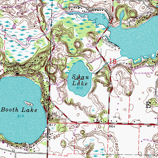 Topographic Map of Swan Lake, WI