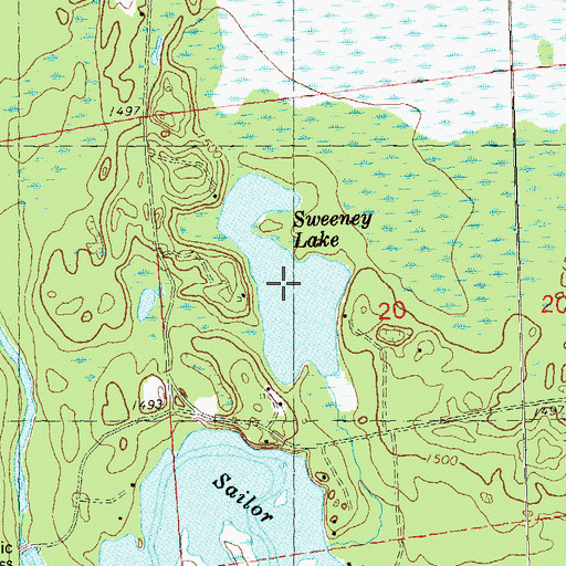 Topographic Map of Sweeney Lake, WI