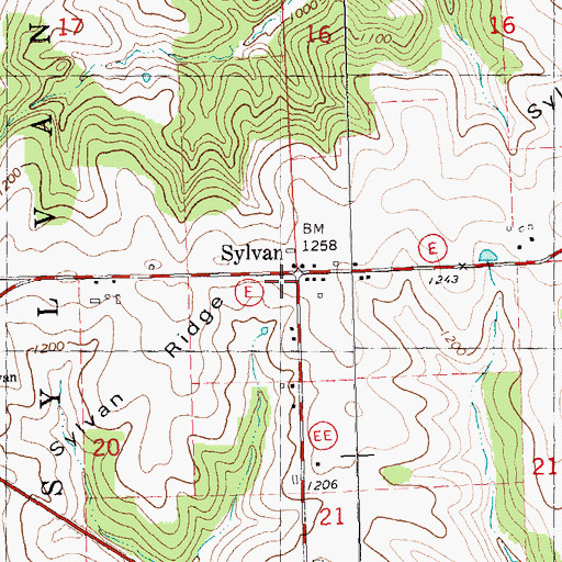 Topographic Map of Sylvan, WI