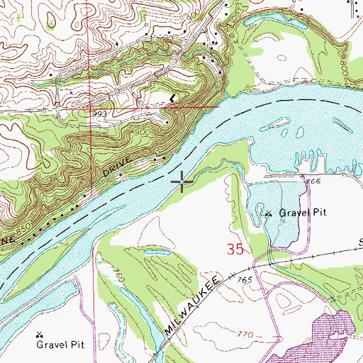 Topographic Map of Taylor Creek, WI