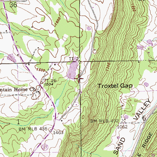 Topographic Map of Mountain View Church (historical), AL