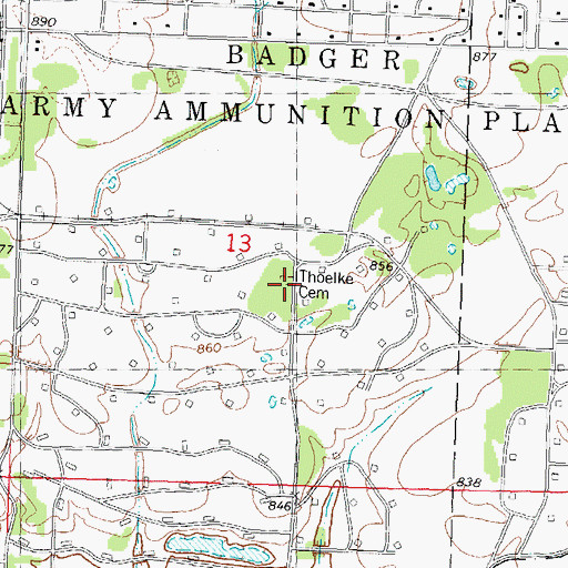 Topographic Map of Thoelke Cemetery, WI