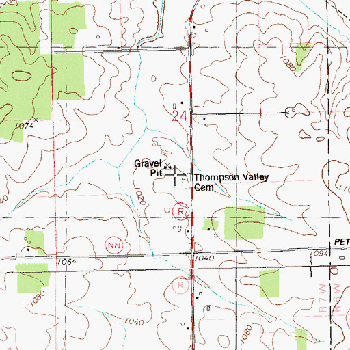 Topographic Map of Thompson Valley Cemetery, WI