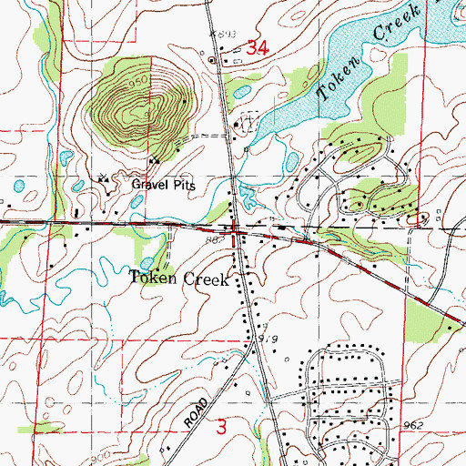 Topographic Map of Token Creek, WI