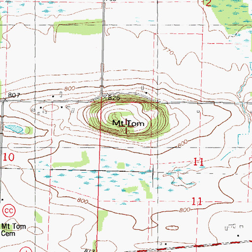 Topographic Map of Mount Tom, WI