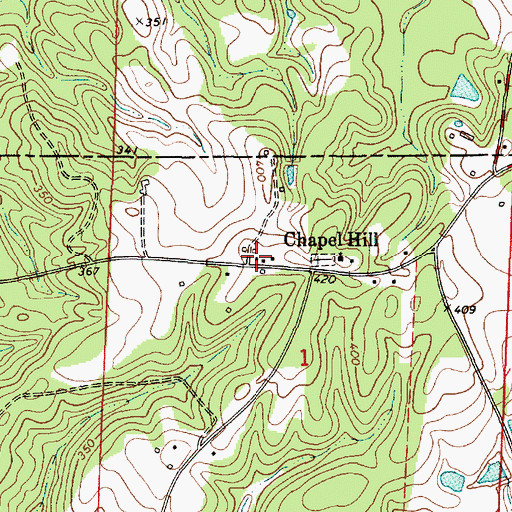 Topographic Map of Chapel Hill Cemetery, AL