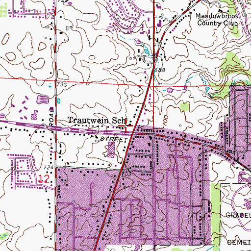 Topographic Map of Trautwein School, WI