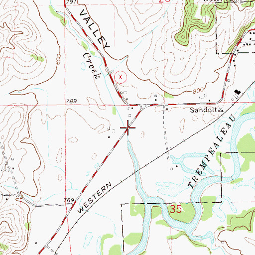 Topographic Map of Traverse Valley, WI