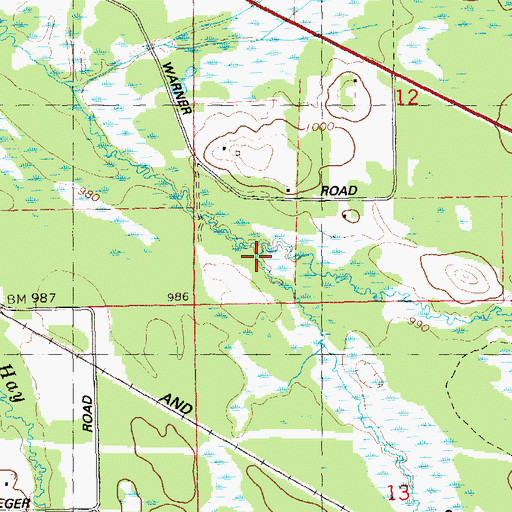 Topographic Map of Travis Creek, WI